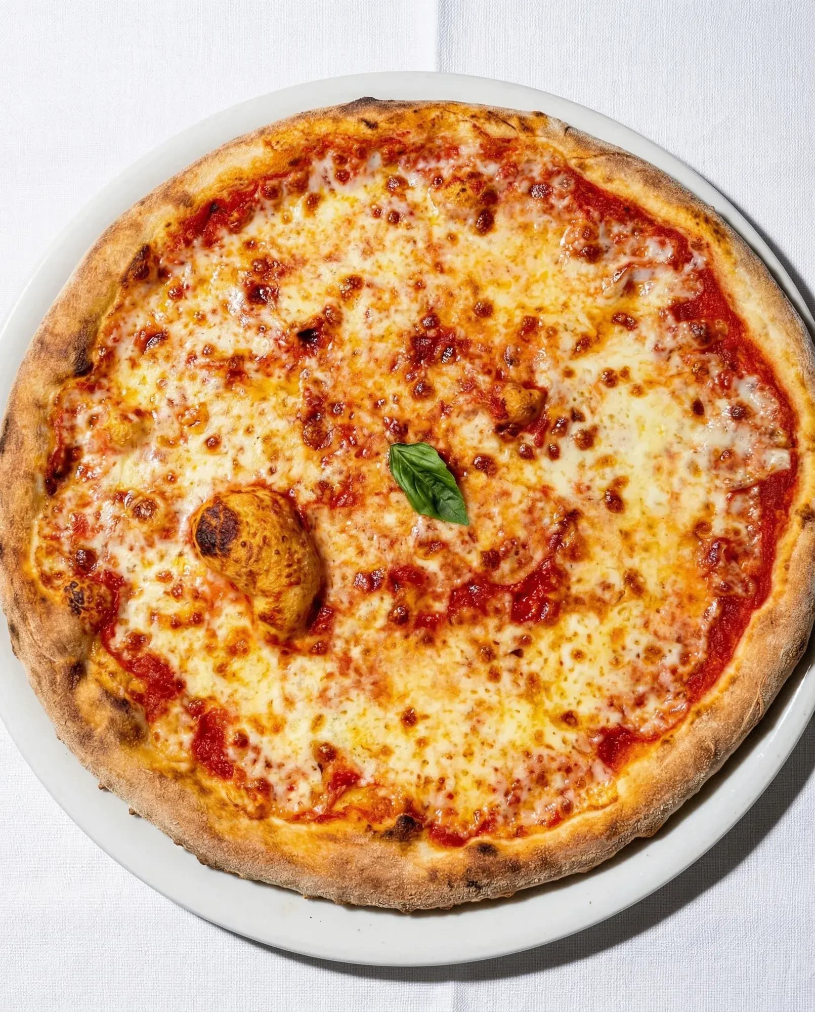 Pizza Margherita mit frischem Basilikum bei La Commedia.