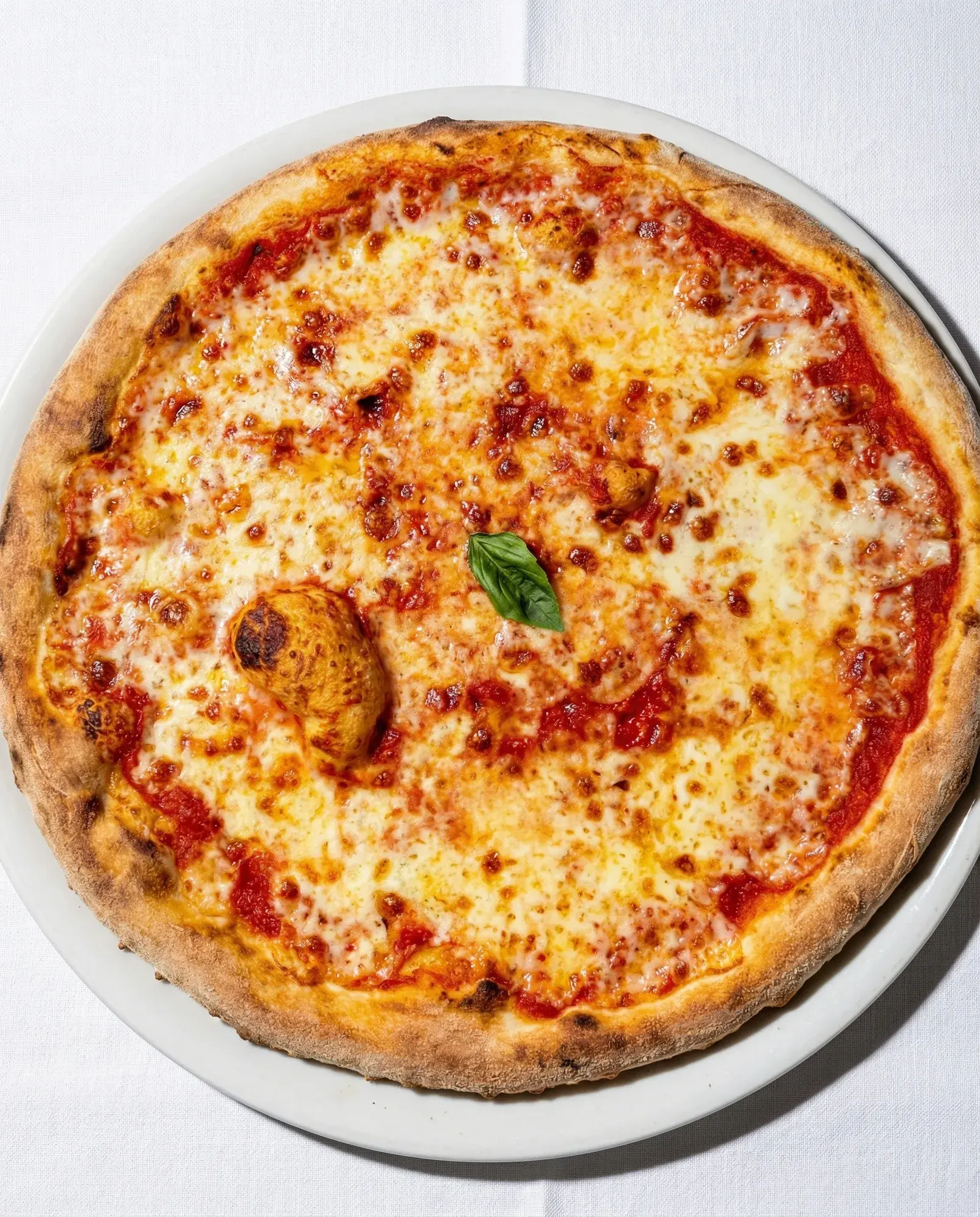 Pizza Margherita mit frischem Basilikum bei La Commedia.